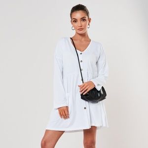 Missguided White Smock T-shirt Dress